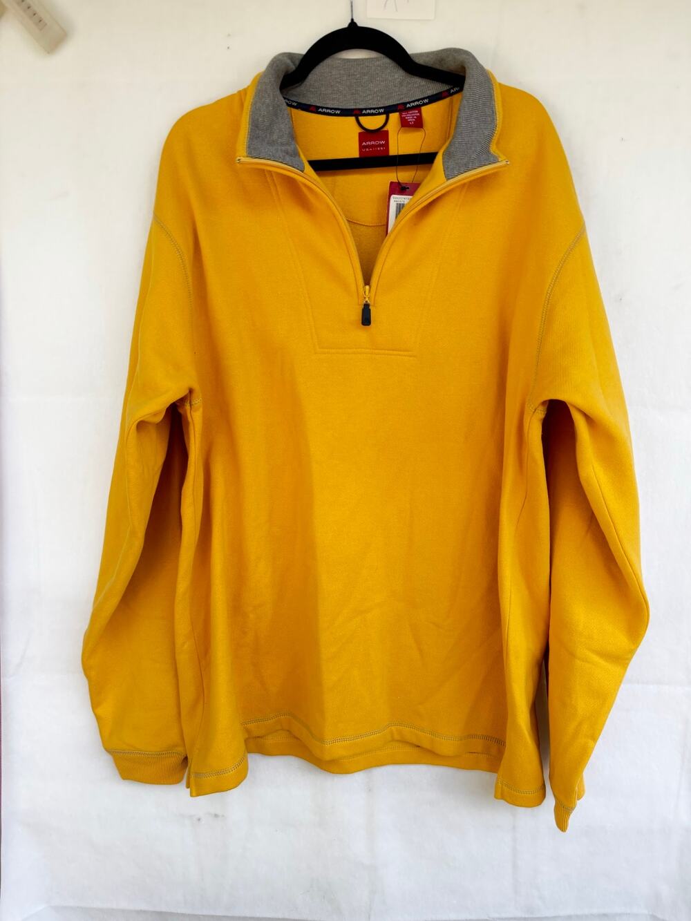 Arrow USA 1851 Yellow Sueded Fleece 1/4 Zip Pullover LT